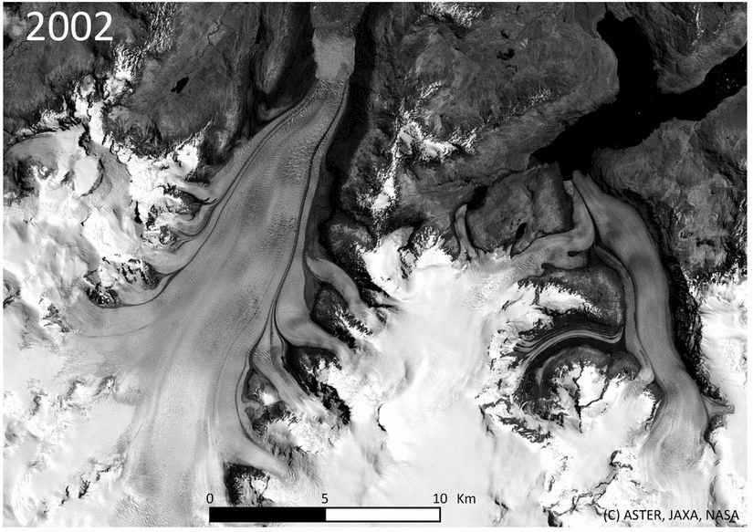 recul du glacier Jorge Montt 2002-2017