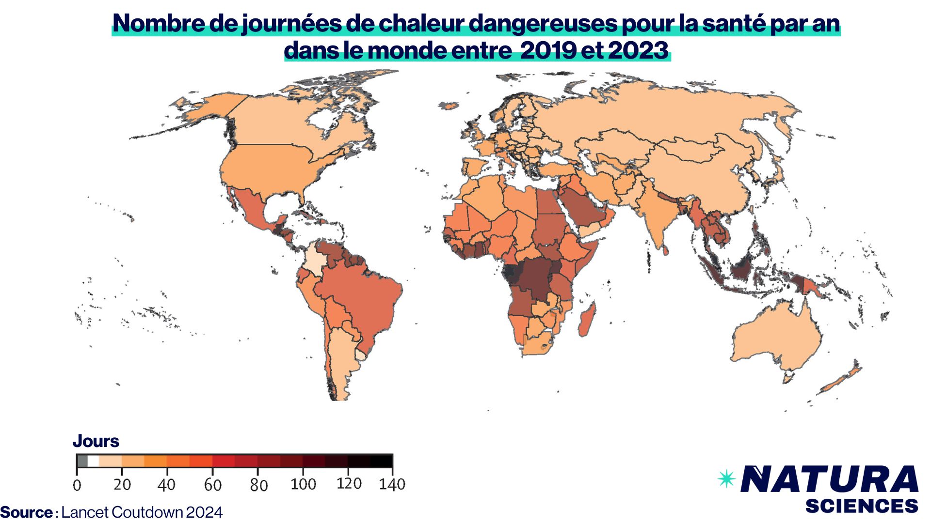 Carte journées de chaleur dangereuses pour la santé